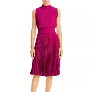 ✨HPx3✨NWT nanette lepore hot pink pleated sleeveless midi dress